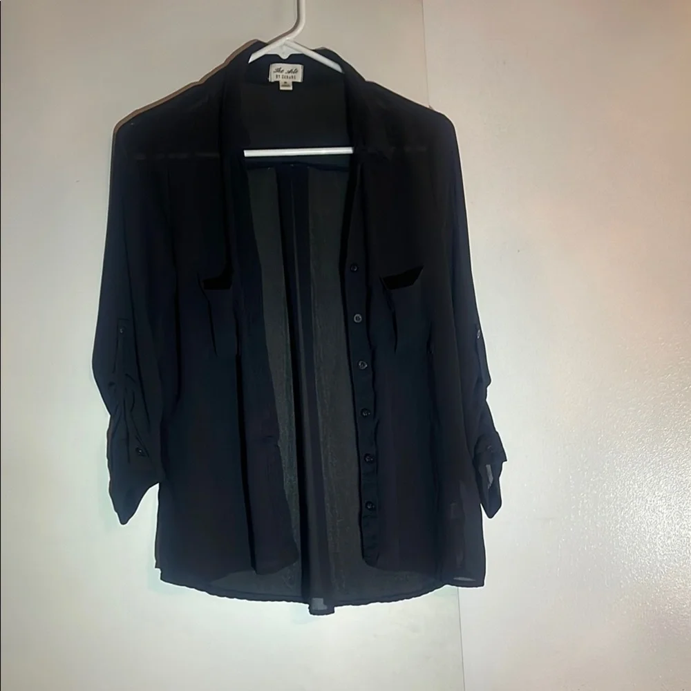 Black Sheer Button-Up Blouse - Picture 1 of 1